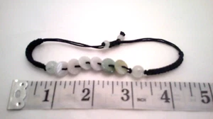 Armband Jade Perlen auf schwarzem Akkord verstellbar - Bild 1 von 6