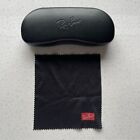RAY-BAN Black Leather Hard Sunglasses Glasses Case & Microfiber Cleaning Cloth