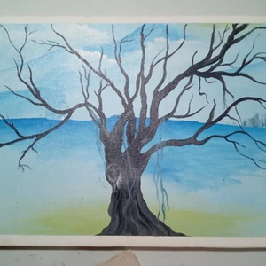 Handmade Wall Hanging – Tree Art on Canvas 18x13 – Rustic Home Decoration - Picture 1 of 1