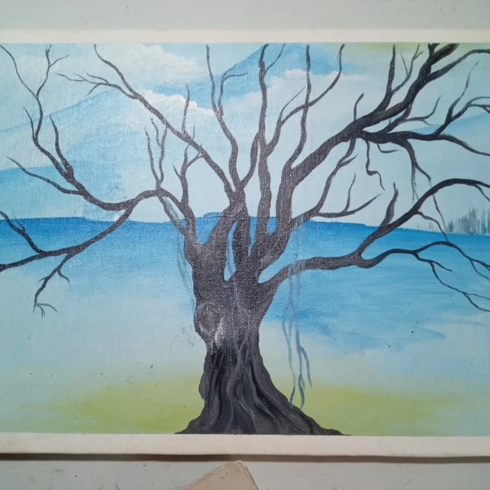 Handmade Wall Hanging – Tree Art on Canvas 18x13 – Rustic Home Decoration - Image 1 of 1