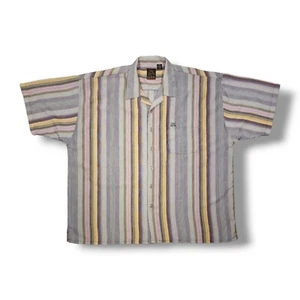 Old Skool Urban Wear Short Sleeve Button Up Multicolor Striped Shirt Men's 4XL - Picture 1 of 9