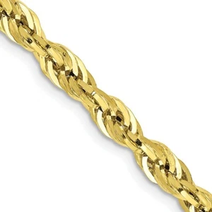 Real 10kt Yellow Gold 4.25mm Semi-Solid Rope Chain; 20 inch; Lobster Clasp - Picture 1 of 4
