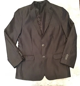 Boy's Calvin Klein Dress Coat Suit Jacket Gray White Stripe - Picture 1 of 6