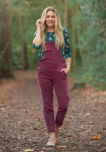 Brakeburn Women’s Denim Dungarees - Burgundy / Red Wine | UK Size 8 - Picture 1 of 3