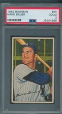 1952 Bowman #65 Hank Bauer PSA GOOD 2 *4998