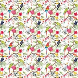 100% Cotton Digital Fabric Tropical Floral Toucan Parrots Crafty 140cm Wide - Picture 1 of 1