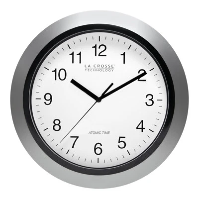 WT-3129S La Crosse Technology 12" Atomic Analog Wall Clock - Silver Open Box - Image 1 of 4