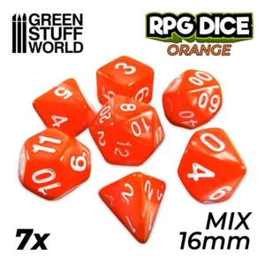 7x Dados Mix 16mm - Naranja - wargame Dungeon rpg aos gaming - Imagen 1 de 2