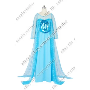 Frozen Cosplay The Snow Queen Elsa Princess Costume Blue Snow Dress Halloween - Picture 1 of 10