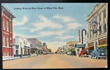 Postcard Miles City MT - c1940s Main Street View - Gas & Electric Utility Blg