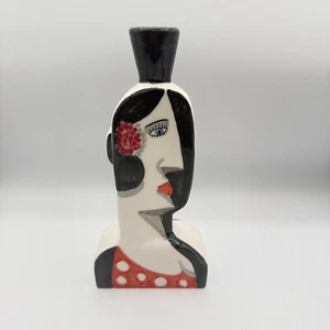 Jarrón candelabro arte cerámica 2 caras cubista españa jorge benlloch moderno de colección - Imagen 1 de 5