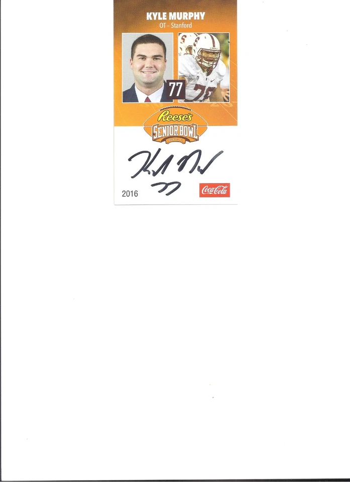 KYLE MURPHY STANFORD CARDINALS SIGNED SENIOR BOWL CARD W/COA - Image 1 of 1