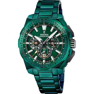 Festina Chrono Bike F207301 Mens Green Stainless Straps Analog Dial Watch 45.5mm - Image 1 of 4