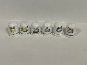 Thimbles Lot of 6 Horses Unicorns Pegasus Porcelain Ceramic Sewing Collectibles - Picture 1 of 7
