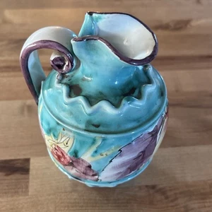 Jarra de cerámica mayólica italiana vintage - jarra hecha en Italia pintada a mano - Imagen 1 de 11