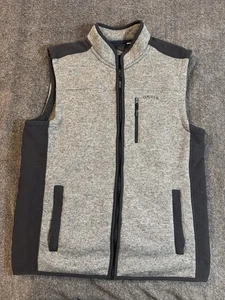 Chaleco polar Orvis para hombre talla L cremallera completa gris jaspeado bolsillos tejido - Imagen 1 de 10