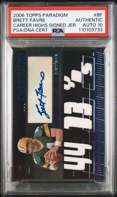 2006 Topps Paradigm Brett Favre /99 Career Highs Signed Jers. PSA Auth Auto 10!! - Image 1 of 2