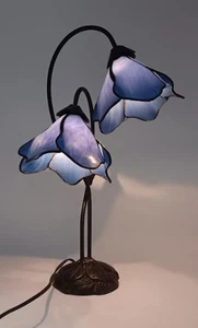 Dale Tiffany TT12147 Blue Evelyn Table Lamp Antique Bronze~Broken Shade - Picture 1 of 17