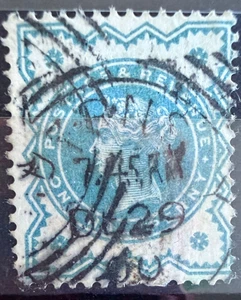 🦬 1887 Großbritannien - Nr. 92 - 1/2 S. grün gestempelt 🦬 - Bild 1 von 1