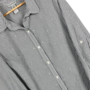 CATHERINES Womens 1X Blue Striped Bling Rhinestone Coastal Roll Tab Button Shirt - Picture 1 of 9