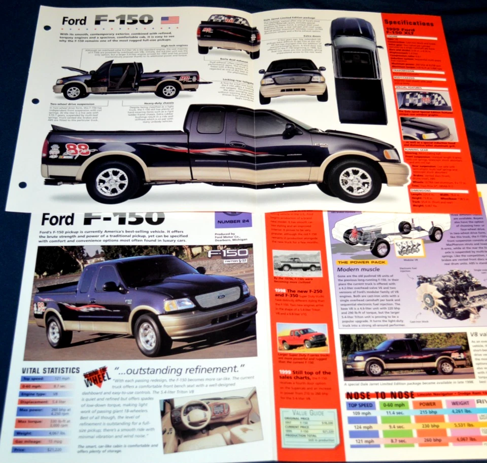 2 1999 年福特 F150 XLT NASCAR 版规格信息原版海报宣传册 98 — 第 1/1 张图片