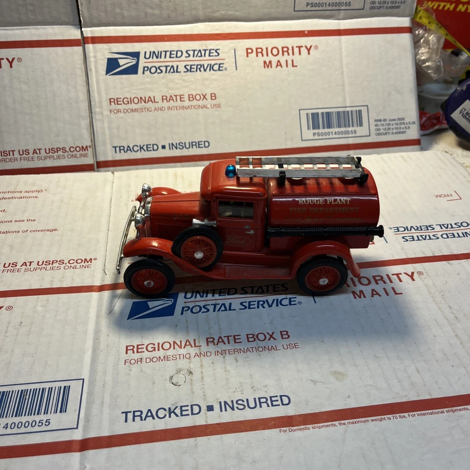 Pre Owned Liberty Classic Ford Model A Fire Truck Lockable Coin Bank Diecast - Image 1 of 4