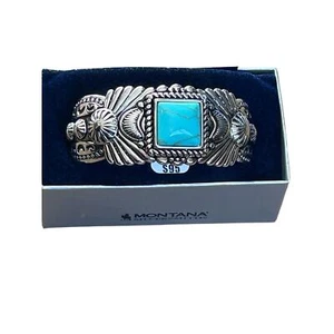 Brazalete Montana Plateros Turquesa Florecida Estilo de Vida Occidental Nuevo - Imagen 1 de 7