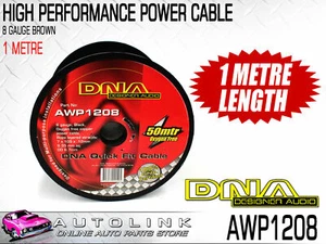 DNA AMP POWER CABLE 8 GAUGE, 6.7mm OUTER DIAMETER, TRANSLUCENT BROWN ( 1 METRE ) - Picture 1 of 3