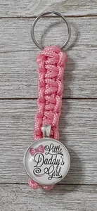 "Daddy's Little Girl" Charm Pink Paracord Keychain Keyring Handmade in USA  - Picture 1 of 1