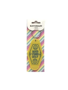 Motel/Hotel (Style Vintage) Brand NEW *Key Chain * YELLOW * GOOD VIBES ONLY - Picture 1 of 1