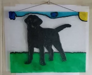Glasierte bleihaltige handbemalte Fleckenglas gerahmte Kunst - Bild 1 von 3
