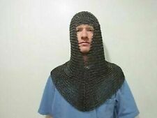Medieval Butted Chain Mail Coif Reenactment - Mild Steel Chainmail Hood For Men