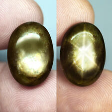 22.90Ct. Unheated Sapphire Star 6 Rays Golden Green Oval Cabochon Large Thailand