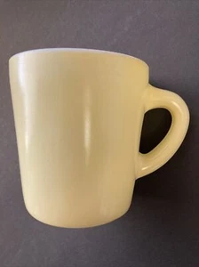 Vintage Hazel Atlas Coffee Mug Cup Milk Glass Yellow Handle “USED” - Picture 1 of 6