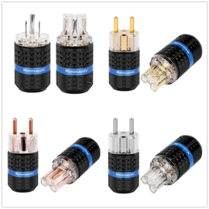 Par de cable de alimentación de alta fidelidad Schuko Monosaudio EE. UU. UE IEC C15 conector enchufe de CA de cobre - Imagen 1 de 34