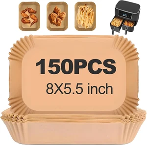 150PCS Air Fryer Disposable Paper Liners - 8"x5.1" for Ninja Dual Fryer - Picture 1 of 12