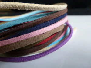 1m x Faux Suede Cord Various Colours Imitation Thong Lace Beading Necklace 3mm - Picture 1 of 16