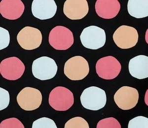 Pink Orange Black Neon White Bold Polka Dot Cotton Quilting JoAnn Fabric BTY - Picture 1 of 6