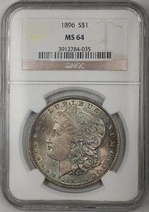 1896 Morgan Silver Dollar $1 Coin NGC MS-64 Toned - Picture 1 of 2