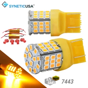 2x 7443/7440 Amber LED for Rear Turn Signal Parking Light Bulbs w/ Resistor - Picture 1 of 5