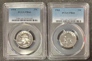 1954/1961 Proof Washington Quarters (PR66) PCGS 2 Coins - Picture 1 of 2
