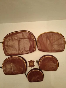 Set Of 5 Vintage Travel Bags Coin Purse Wallet Zipper Pouches Allen Edwards - Picture 1 of 9