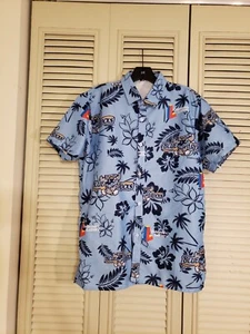 BWM Global Hawaiian Blue Floral Shirt Delaware Lottery Wilmington Blue Rocks Med - Picture 1 of 5