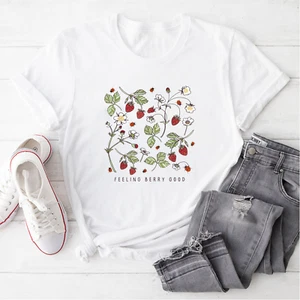 Boho Strawberry Feeling Berry Good Festival Fruit Lover Gift T-Shirt - Picture 1 of 5