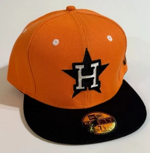Houston Astros Orange Fitted Hat New Era 59FIFTY 7 1/2 Black MLB Cap - Picture 1 of 7