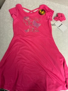 2 PIECE HURLEY GIRLS PINK BUTTERFLY DRESS & SCRUNCHIE SET, SZ 6, BACK TO SCHOOL - Picture 1 of 7
