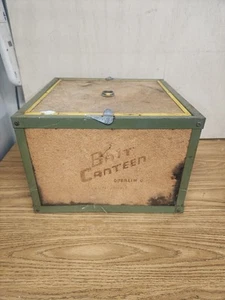 Köderkantine OBERLIN O Kork & Metall Wurmbox Bettwäsche Angeln 12”X12”X8” Vintage - Bild 1 von 7