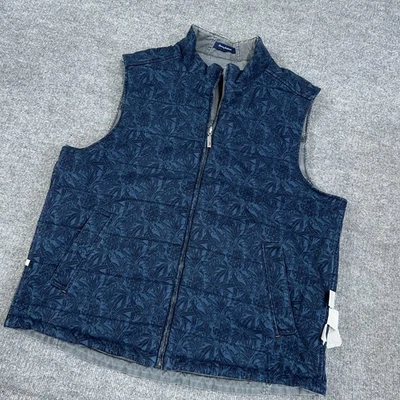 Tommy Bahama Chaleco Para Hombres L Cremallera Completa Reversible Aislado Gris Lona Azul Tropical Foto 1 de 4