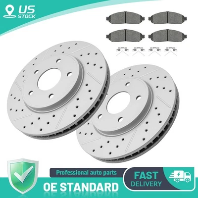 Rotores de freno delanteros perforados + pastillas de cerámica para Nissan NV200 2013-2020 2011-13 HOJA Foto 1 de 4