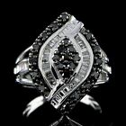 3Ct Round Cut Simulated Black & White Diamond Cocktail Ring 14k White Gold Over